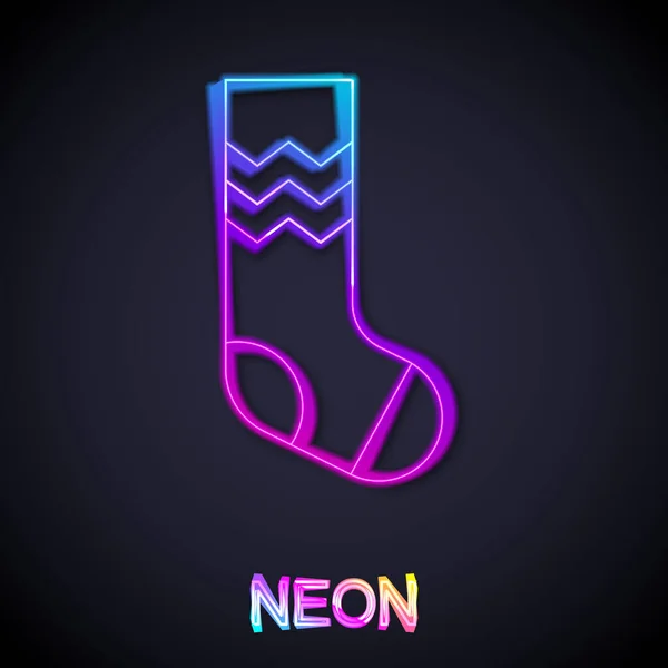 Leuchtende Neon Line Socken Icon Isoliert Auf Schwarzem Hintergrund Vektor — Stockvektor