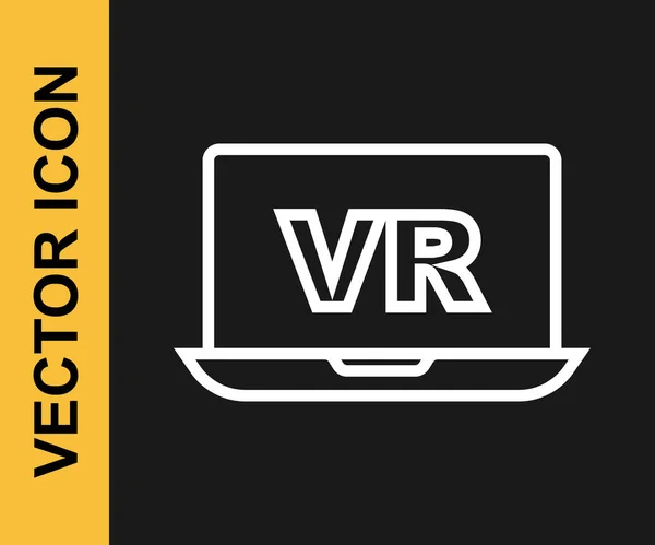 Linha Branca Ícone Realidade Virtual Isolado Fundo Preto Design Exibição — Vetor de Stock