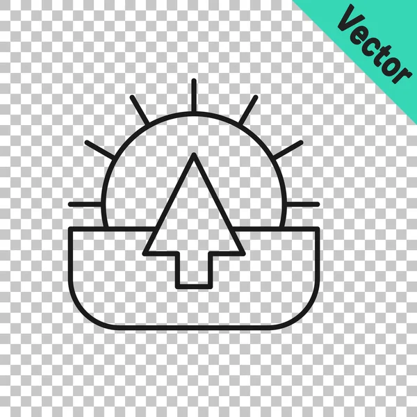 Black Line Sunrise Icon Isolated Transparent Background Vector — Stock Vector