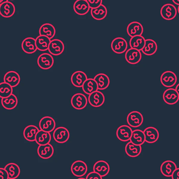 Ligne Rouge Icône Symbole Dollar Isolé Motif Sans Couture Sur — Image vectorielle