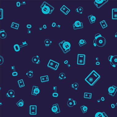 Eski anahtarlı alarm zilini kapalı asma kilitli ve güvenli bir düzende ayarla. Vektör.