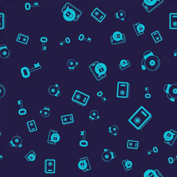 Eski anahtarlı alarm zilini kapalı asma kilitli ve güvenli bir düzende ayarla. Vektör.