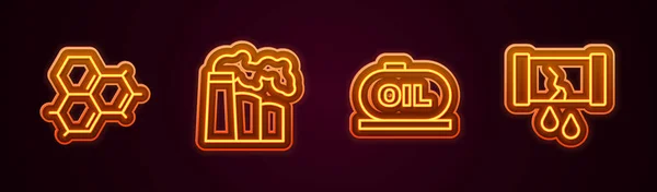 Установить Линию Молекулярного Масла Нефтегазовый Промышленный Завод Резервуар Хранения Сломанные — стоковый вектор