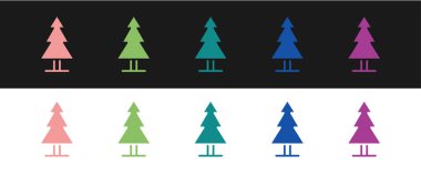 Ağaç simgesini siyah beyaz arkaplanda izole et. Orman sembolü. Vektör.