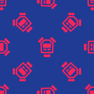 Kırmızı Kronometre simgesi mavi arkaplanda izole edilmiş. Zaman göstergesi. Kronometre işareti. Vektör.