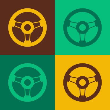 Pop Art Racing simülatör kokpit ikonu renk arkaplanında izole edildi. Oyun aksesuarı. Simülasyon oyunu için Gadget. Vektör.