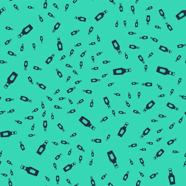 Black Champagne Bottle Icon Isolated Seamless Pattern Green Background Merry — Wektor stockowy