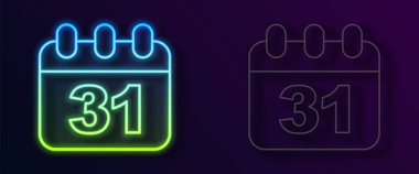 Cadılar Bayramı tarihi 31 Ekim olan parlak neon çizgisi takvimi siyah arkaplanda izole edildi. Mutlu Cadılar Bayramı Partisi. Vektör.