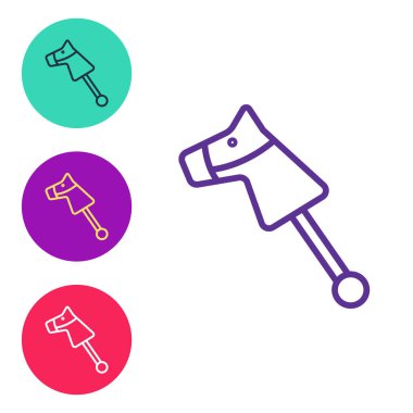 Oyuncak at simgesini beyaz arkaplanda izole et. Simgeleri renklendirin. Vektör.