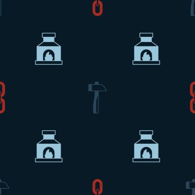 Zincir halkası Hammer ve Blacksmith fırınını kusursuz desene ayarlayın. Vektör.