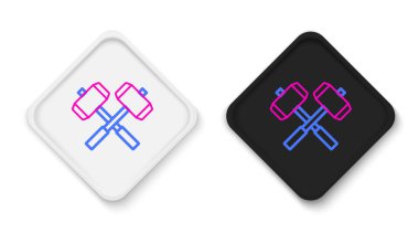 Ortaçağ çizgisi beyaz arka planda izole edilmiş savaş çekiçleri simgesi. Renkli taslak konsepti. Vektör.