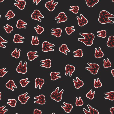 Kırık diş simgesi siyah arka planda izole edilmiş. Diş problemi ikonu. Diş sağlığı sembolü. Vektör.