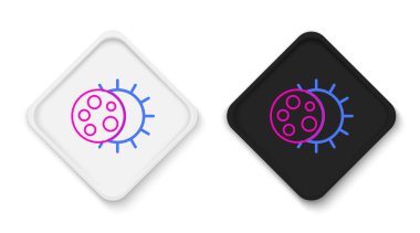 Güneş ikonunun çizgi tutulması beyaz arkaplanda izole edildi. Tam sonar tutulması. Renkli taslak konsepti. Vektör.