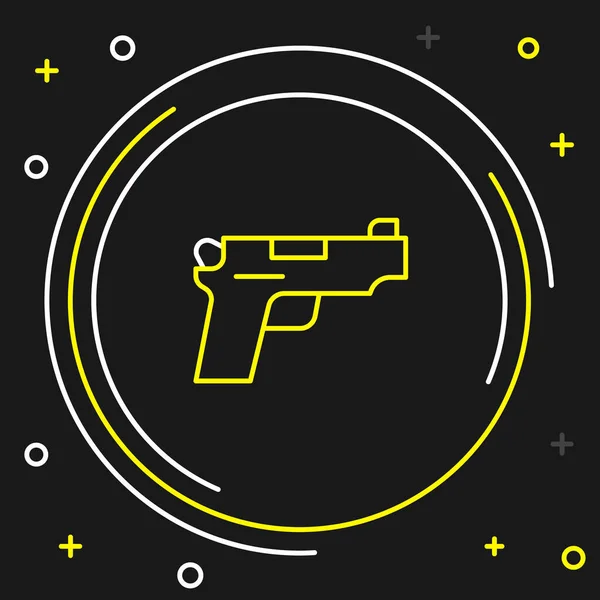 Linka Pistole Nebo Ikona Pistole Izolované Černém Pozadí Policejní Nebo — Stockový vektor
