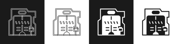 Set Futurista Icono Puertas Correderas Aisladas Sobre Fondo Blanco Negro — Vector de stock