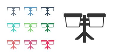 Siyah bongo davul ikonu beyaz arkaplanda izole edildi. Müzik aleti sembolü. Simgeleri renklendirin. Vektör.