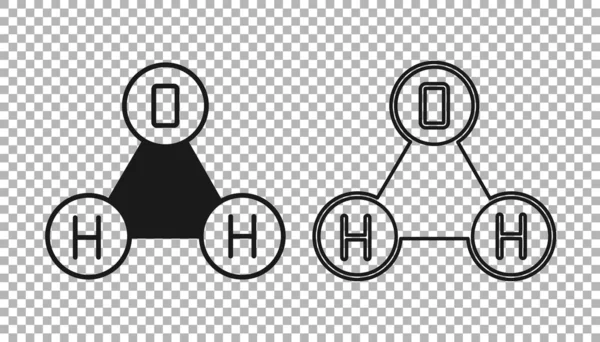 Черная Химическая Формула Капли Воды H2O Форме Значок Изолирован Прозрачном — стоковый вектор