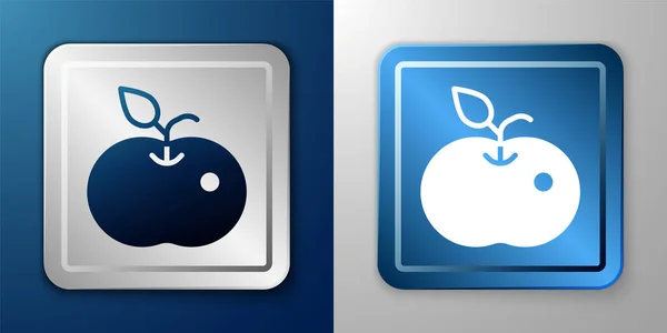 White Poison Apple Symbol Isoliert Auf Blauem Und Grauem Hintergrund — Stockvektor