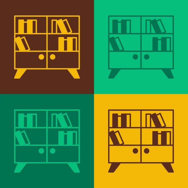流行艺术图书馆的书架图标孤立在色彩背景上 — 图库矢量图片