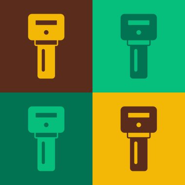 Arka planda izole edilmiş uzaktan kumandalı Pop Art Car anahtarı. Araba anahtarı ve alarm sistemi. Vektör.