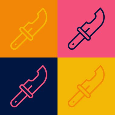 Popüler sanat çizgisi Hunter bıçak ikonu renk arkaplanda izole edildi. Ordu bıçağı. Vektör.