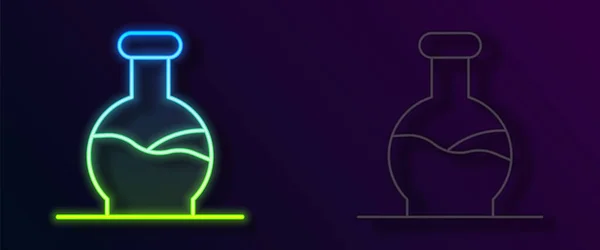 Leuchtende Neon Line Reagenzglas Und Kolben Chemischen Labortest Symbol Isoliert — Stockvektor
