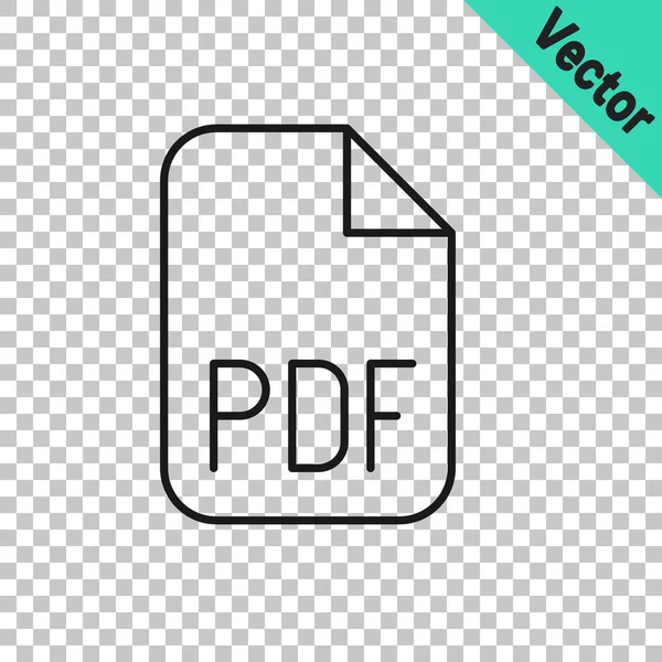 Черная Строка Документе Иконка Кнопки Pdf Выделена Прозрачном Фоне Символ — стоковый вектор