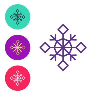 Kar Tanesi simgesini beyaz arkaplanda izole et. Mutlu Noeller ve mutlu yıllar. Simgeleri renklendirin. Vektör.