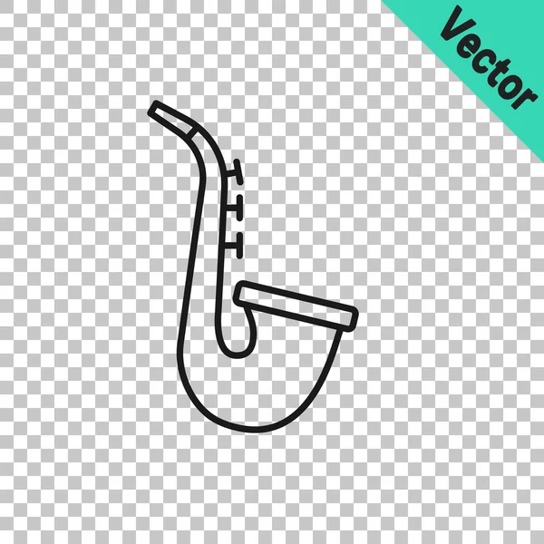 Línea Negra Icono Saxofón Para Instrumento Musical Aislado Sobre Fondo — Vector de stock