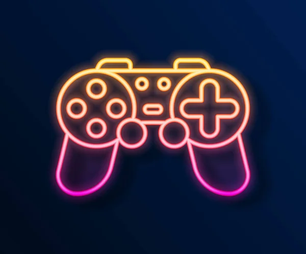 Glowing Neon Line Gamepad Icon Isolated Black Background Game Controller — Stock Vector