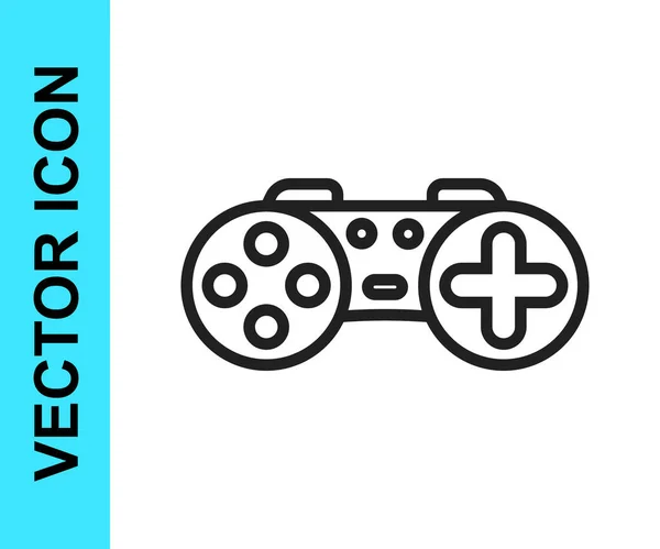 Black Line Gamepad Icon Isolated White Background Game Controller Vector — Stock Vector