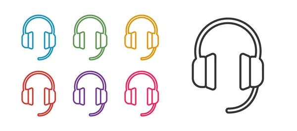 Definir Linha Headphones Ícone Isolado Fundo Branco Fones Ouvido Conceito —  Vetores de Stock