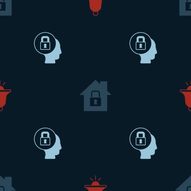 Alarm zilini koruma altına alın ve kusursuz desene kilitleyin. Vektör.