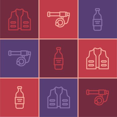 Misinayı hazırla. Bir şişe votka ve çubuk ikonu. Vektör.