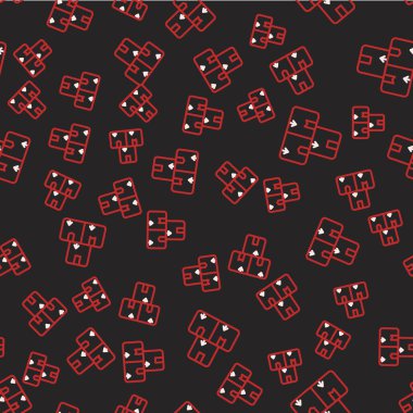 Çizgi karton kutu simgesi siyah arkaplanda izole edilmiş kusursuz desen. Kutu, paket, paket işareti. Teslimat ve ambalaj. Vektör.