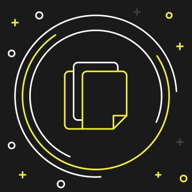 Satır Dosya simgesi siyah arkaplanda izole edildi. Kontrol listesi simgesi. İş konsepti. Renkli taslak konsepti. Vektör.