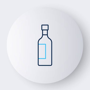 Beyaz arka planda izole edilmiş bir şişe şarap. Renkli taslak konsepti. Vektör.