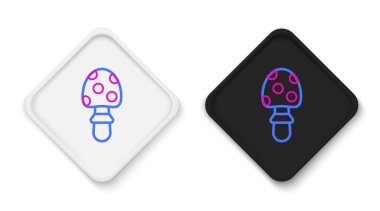 Amanita muscaria hattı ya da beyaz arka planda izole edilmiş agarik halüsinojenik mantar mantarı ikonu. Benekli zehirli mantar. Renkli taslak konsepti. Vektör.