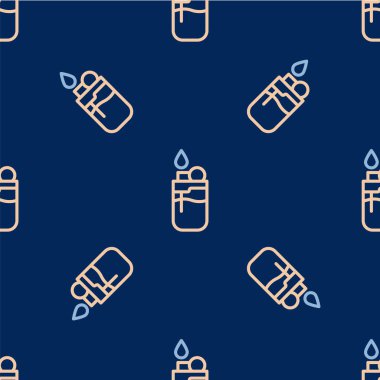 Çizgi Açık simgesi mavi arkaplanda izole edilmiş kusursuz desen. Vektör.