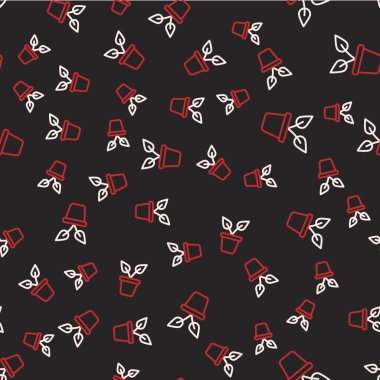 Esrar simgesindeki Çizgi Tesisi siyah arkaplanda izole edilmiş pürüzsüz desen. Tencerede yetişen bir bitki. Saksı bitkisi işareti. Vektör.