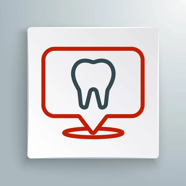 Line Dental Clinic Location Icon Isolated White Background Colorful Outline — Stock Vector