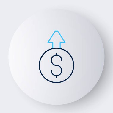 Çizgi Finansal Büyüme Dolar simgesi beyaz arka planda izole. Gelirleri arttırıyorum. Renkli taslak konsepti. Vektör.