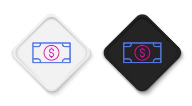 Line Stacks kağıt para para ikonu beyaz arka planda izole. Para desteleri. Para birimi. Renkli taslak konsepti. Vektör.