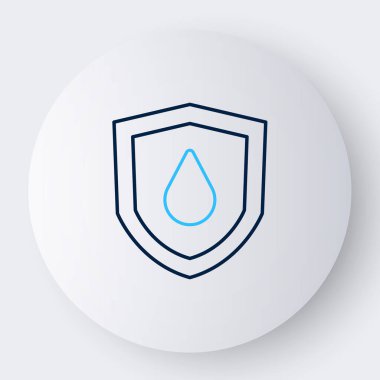 Beyaz arkaplanda izole edilmiş kalkan simgesine yağ damlası. Renkli taslak konsepti. Vektör.