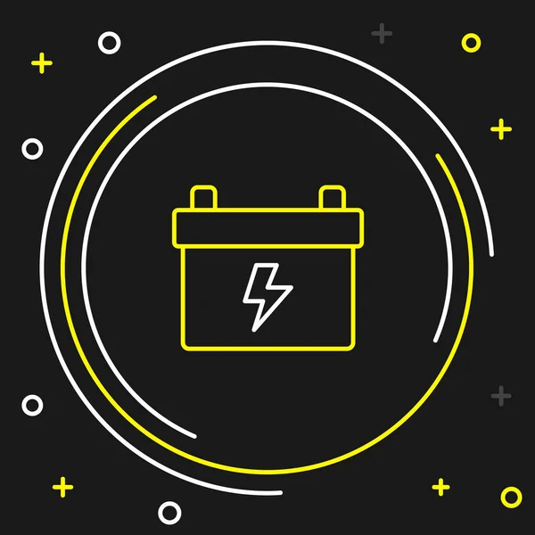 Line Car Battery Icon Isolated Black Background Accumulator Battery Energy — Vetor de Stock
