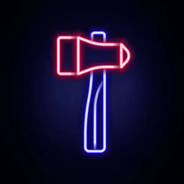 Icona Luminosa Neon Linea Hammer Isolato Sfondo Muro Mattoni Strumento — Vettoriale Stock