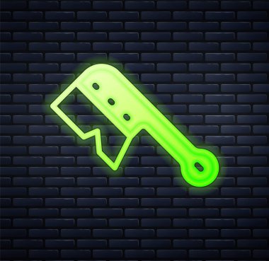 Glowing neon Beekeeping brush icon isolated on brick wall background. Tool of the beekeeper. Vector.