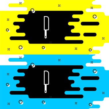 Beyaz Bıçak simgesi siyah arkaplanda izole edildi. Çatal bıçak sembolü. Vektör.