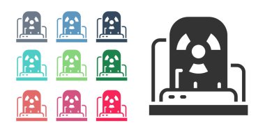 Siyah Radyoaktif uyarı lambası simgesi beyaz arkaplanda izole edildi. Simgeleri renklendirin. Vektör.