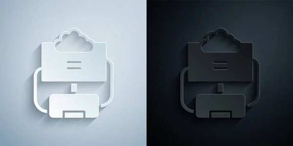 Corte Papel Icono Base Datos Cloud Aislado Sobre Fondo Gris — Vector de stock